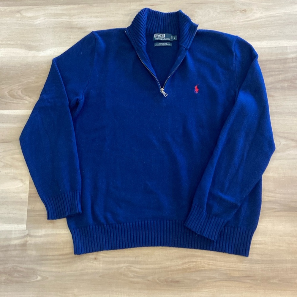 Men’s Polo by Ralph Lauren Blue Quarter Zip Size L